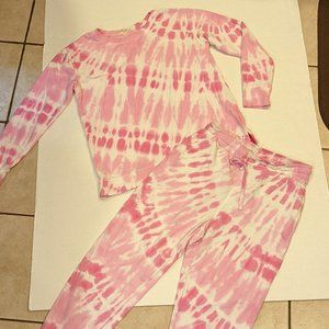 Women's Jane & Delancey 2pc Lounge Set Pink, White Sweatshirt & Pants Size Med